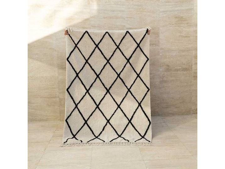 Tapis lavable en Coton recyclé Noir / écru - modèle Casablanca