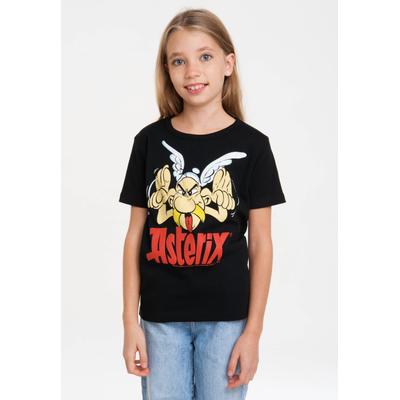 T-Shirt LOGOSHIRT "Asterix - Grimasse", Mädchen, Gr. 80/86, schwarz, 100% Baumwolle, bedruckt, normal, Rundhals, Shirts T-Shirt, mit Asterix-Frontprint