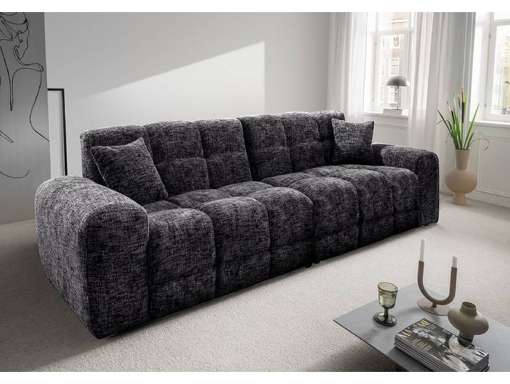 4-Sitzer Sofa Schwarz Strukturstoff Ruta 300 x 87 x 120cm Modern