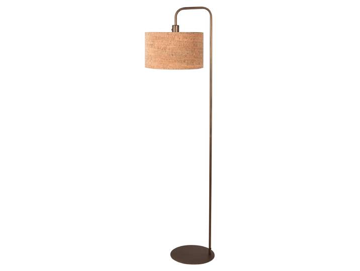 Lampadaire Tancredo type B Ø 30cm Marron/Marron Matériau : Métal, Textile Surface en métal : Brossé Type de fibre naturelle : Liège Type de