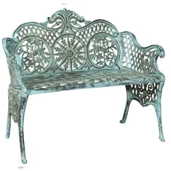 BISCOTTINI INTERNATIONAL ART TRADING Biscottini Gartenbank Balkon - Außenbank 110x55x90 cm - Gartensofa für den Außenbereich - Bank aus Gusseisen - Gartensofa Liberty