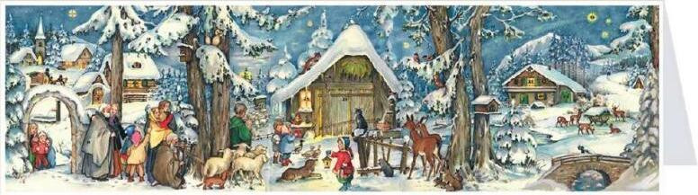 Richard Sellmer Verlag Postkaartenadventskalender XL Kerstmis met de dieren voor volwassenen