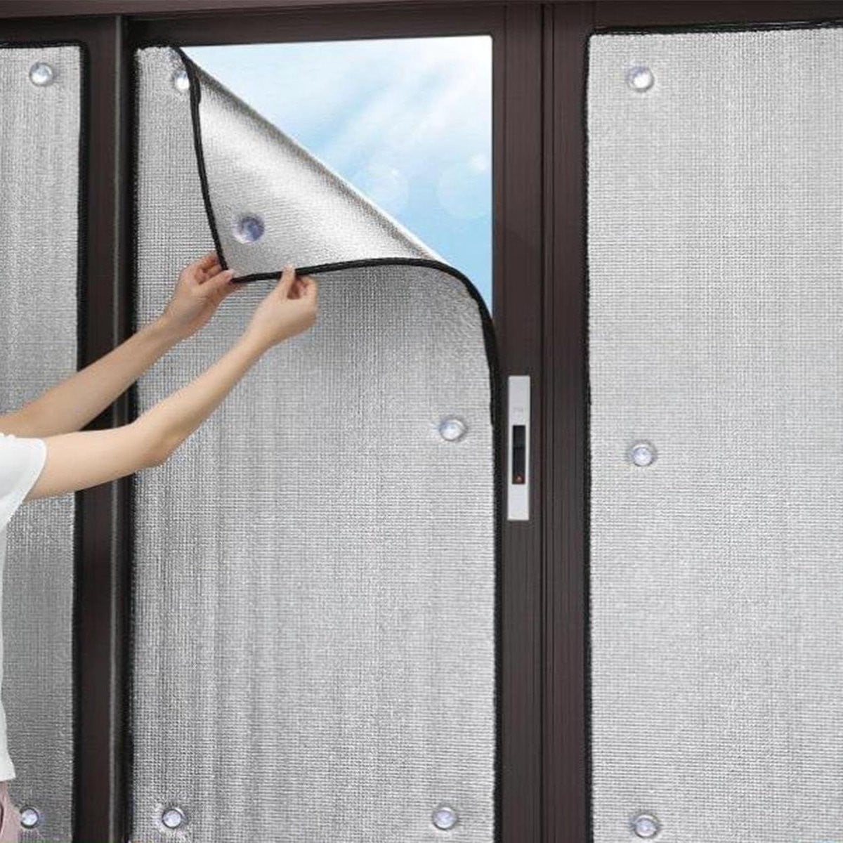 Isolerende Raamfolie Privacy Folie Zonwerend Zilver Zwart 70x70 cm