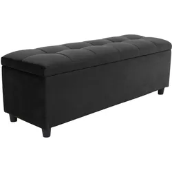 Bettbank "Abgesteppt", schwarz, B:120cm H:42,5cm T:40cm, Holzwerkstoff, Massivholz, Polyester, Sitzbänke, Bettbank, Mit Stauraum, auch als Garderobenbank geeignet, Polsterbank