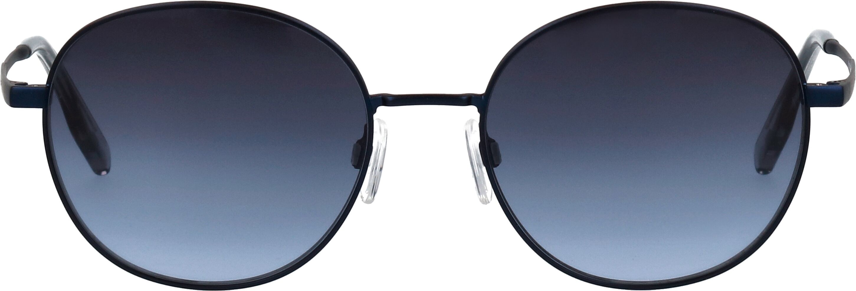 Sonnenbrille TOM TAILOR "Modell 675000", Damen, blau, metallic, Sonnenbrillen Sonnenbrille, Form Rund, Logoschriftzug auf Bügel, Metallfassung blau Einheitsgröße