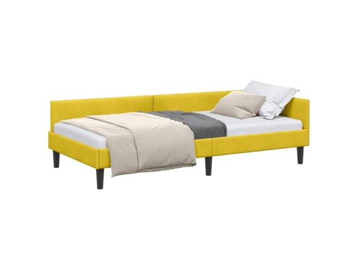 PUGYNBK Eck-Bettgestell, Gelb, 90 x 190 cm Samt, fester Lattenrost, wendbares Kopfteil, platzsparend, Schlafsofa
