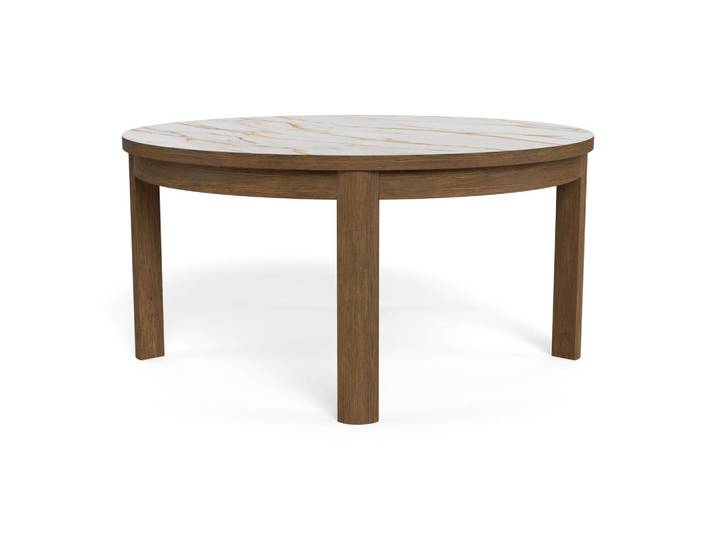 Mid.you Couchtisch Southampton, Braun, Beige, Holz, Keramik, Eiche, furniert, rund, 90x45x90 cm, Holzmöbel, Holztische, Wohnzimmertische Holz, Couchtische Holz