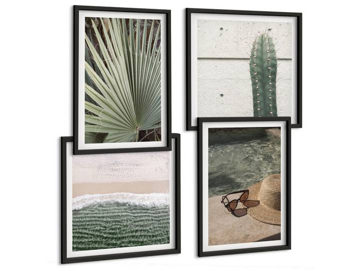 Tulup Bilder SET 4er Set - 50x50 cm & 40x60 cm Schwarzer Rahmen - Zubehör für tropische Pflanzen, Kunststoff, Rechteckig, 50x50 cm, Fotografie, Bilder & Rahmen, Bilder