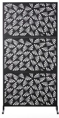 Glitzhome 6ft Galvanized Floral Patterned 3-Panel Privacy Screen Room Divider Fences