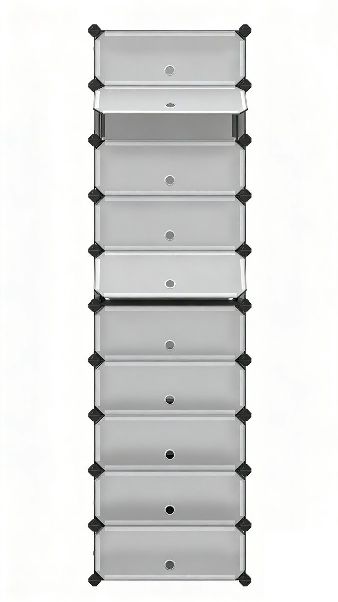 10-delige modulaire grijze schoenenkast opbergorganizer B/D/H: 40 x 30 x 17 cm