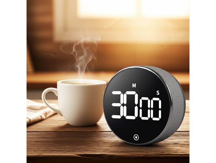 Digitaler Küchen-Timer mit Drehrad, LCD-Display, Magnethalter & Alarm