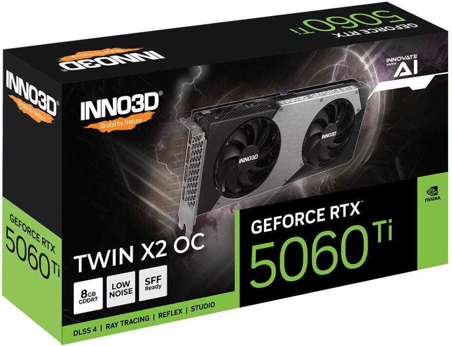 Inno3D GeForce RTX 5060 Ti TWIN X2 OC 8GB GDDR7 Graphics Card - Black