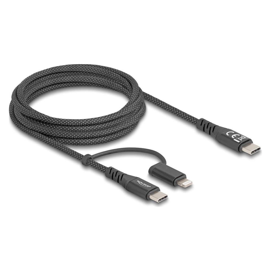 Delock USB Kabel 2 in 1 USB Type-C zu USB Type-C / Lightning (2 m, USB 2.0, 60 W) (81171)