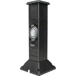 Kopp 145325011 Energiesäule mit 2 Schutzkontaktsteckdosen, mechanische Zeitschaltuhr, Farbe: schwarz/grün