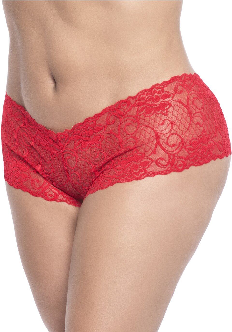 Mapalé Shorty en dentelle rouge grande taille - MAL90XRED