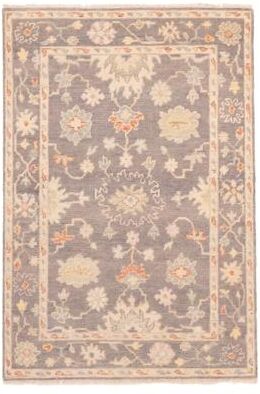ECARPETGALLERY Hand-knotted Modern Oushak Dark Grey Wool Rug - 4'1 x 5'11