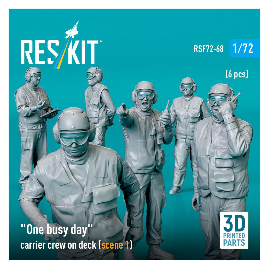 ResKit One busy day carrier crew on deck (scene 1) (6 pcs) (3D Printed) (RSF72-0068)