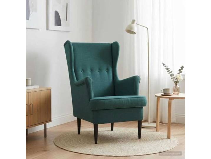 YUTAASU Modern Accent Chair Dark Green Upholstered Sturdy Metal Wood Frame, Foam Cushion, Rubberwood Legs, Easy Clean, for Living Room