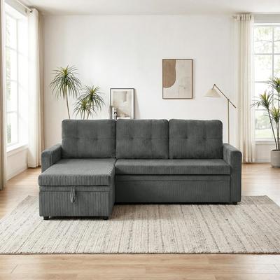 Lumibee "79"" Reversible Sleeper Sectional Sofa with Pull-Out Bed"