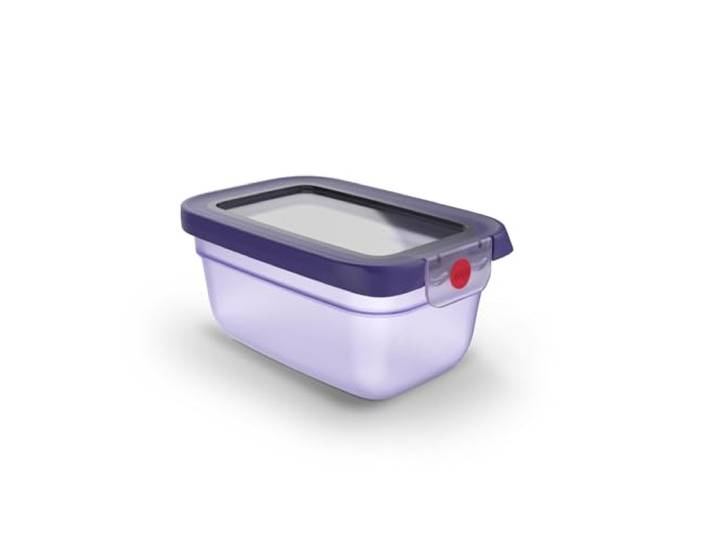 EMSA oneClick Frischhaltedose, verschlossen mit nur 1 x Klick, Lebensmittel 2 x länger frisch, 100% dicht, Made in Germany, 0,75L, gefrier-, mikrowellen- und spülmaschinengeeignet, violett, N1210600