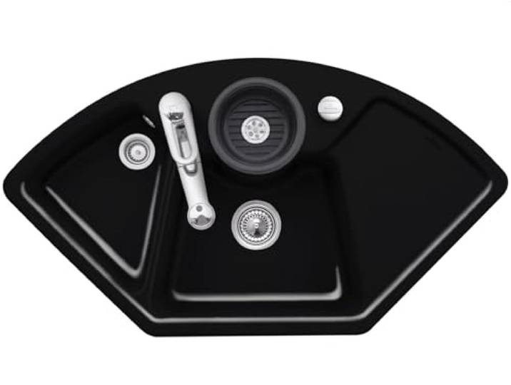 Villeroy & Boch Solo Eck Chromit - 6708 02 J0 Keramikspüle Exzenterbetätigung