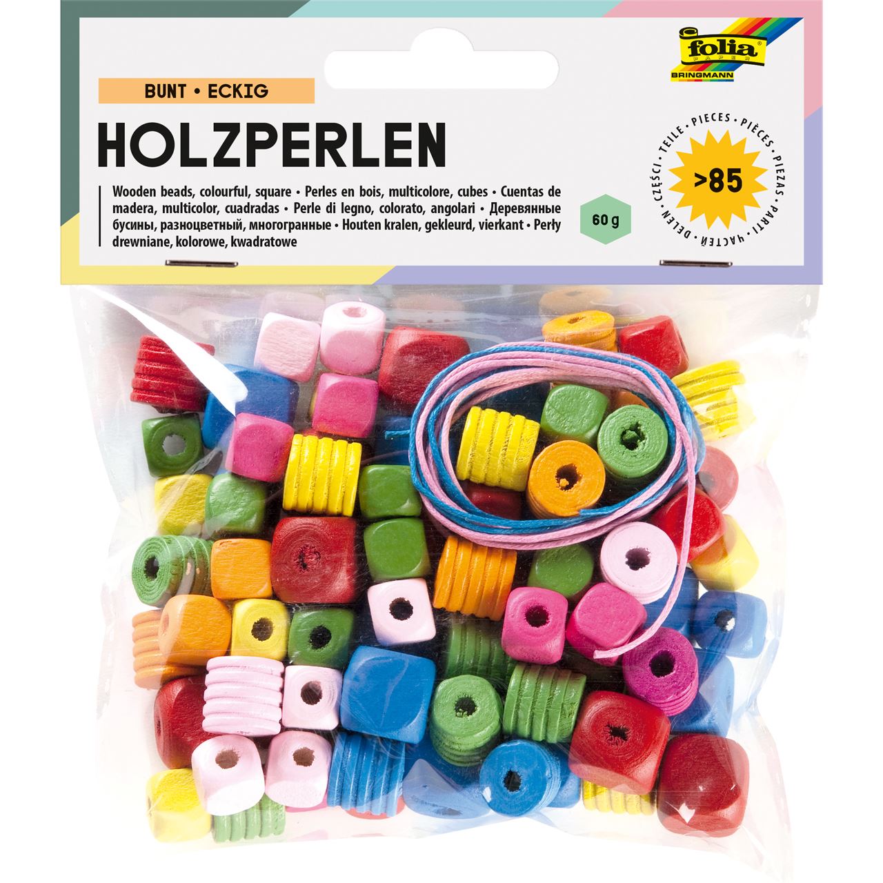 folia Perlen-Set Bunt eckig farbsortiert 85 St.