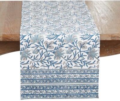 Saro Lifestyle Botanical Floral Table Runner - Farmhouse Runner for Dining Tables, Cottage Decor & Everyday Entertaining