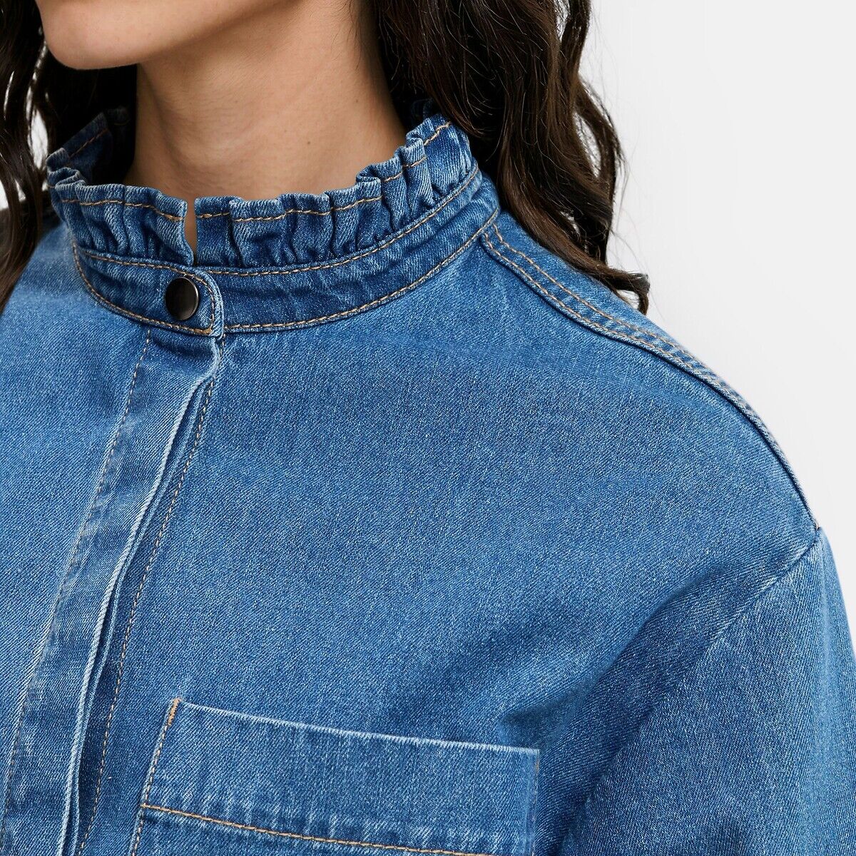 LA REDOUTE COLLECTIONS Robe courte à col volanté en denim, Signature DEBBIE