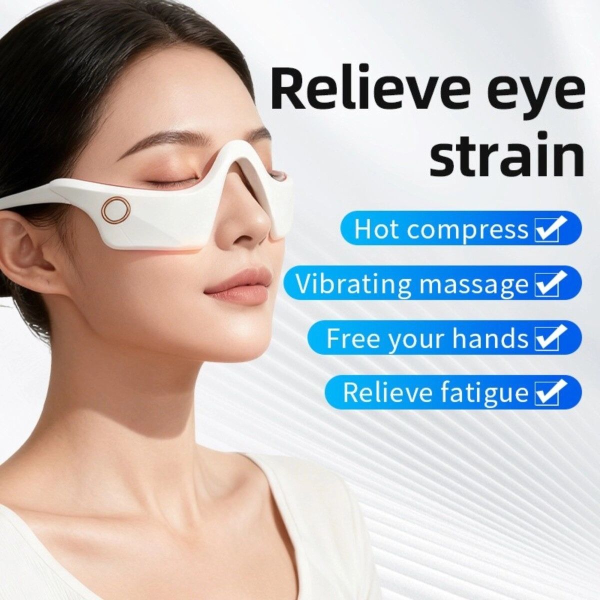 INF DY-06-1 Masseur pour les yeux avec vibration, chaleur et mode combiné, recharge Type-C et minuterie intelligente de 20