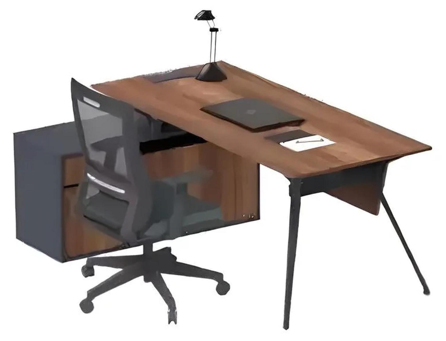 Schreibtisch Büro Garnitur Tisch Arbeitszimmer Einrichtung Modern Braun Neu