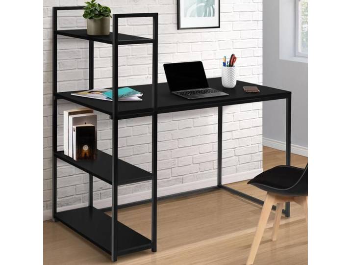 IDMARKET Bureau bibliothèque DELSON noir design industriel