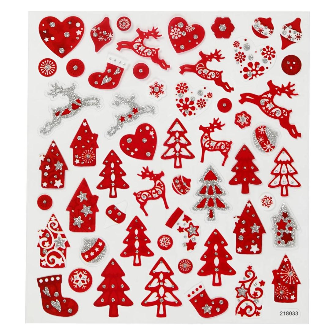 Creativ Company Stickers, Christmas, sheet 15x16,5 cm, red, white, 1 sheet (1 Sticker) (288612)