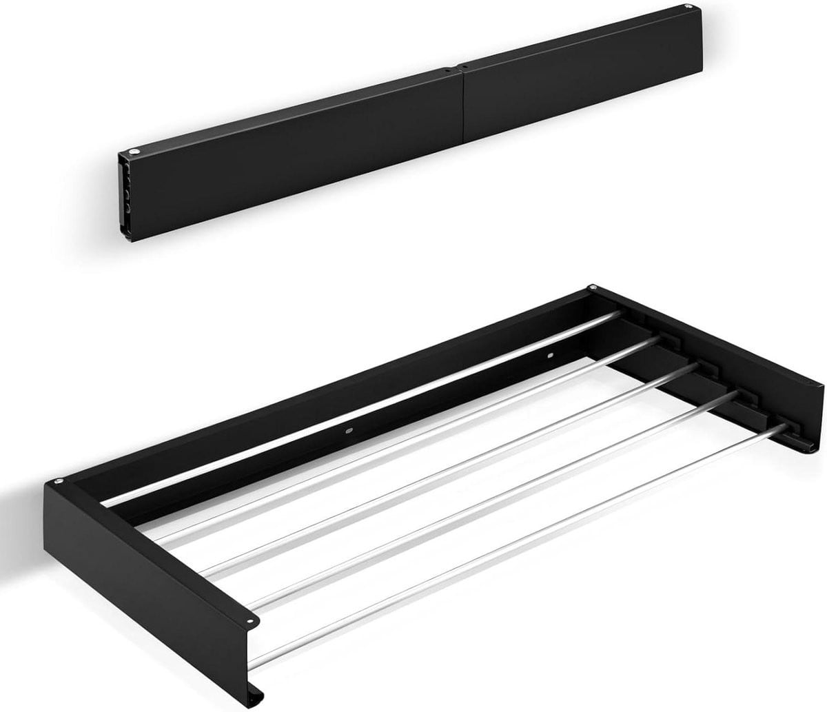 Inklapbaar wandrek voor kleding drogen, zilver, breedte: 80 cm