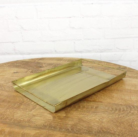 Famanu Metalen Dienblad Goud 31 cm Rechthoekig met Handvat