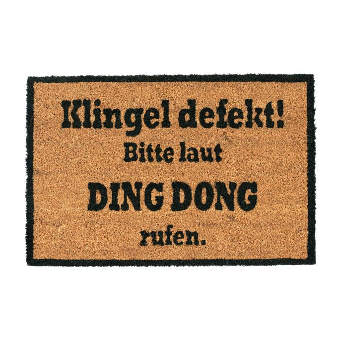 Relaxdays Kokosmat DING DONG, Bruin/Zwart, 60 x 40 x 1,5 cm