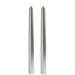 Piffany LED Spitzkerzen im 2er-Set, Silber, 2,3x25cm