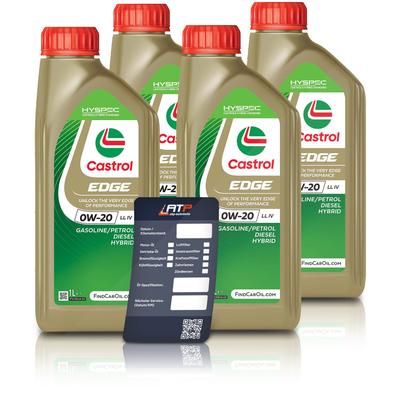 Castrol 4x 1 L EDGE 0W-20 LL IV + Ölwechsel-Anhänger [Hersteller-Nr. 15F610]