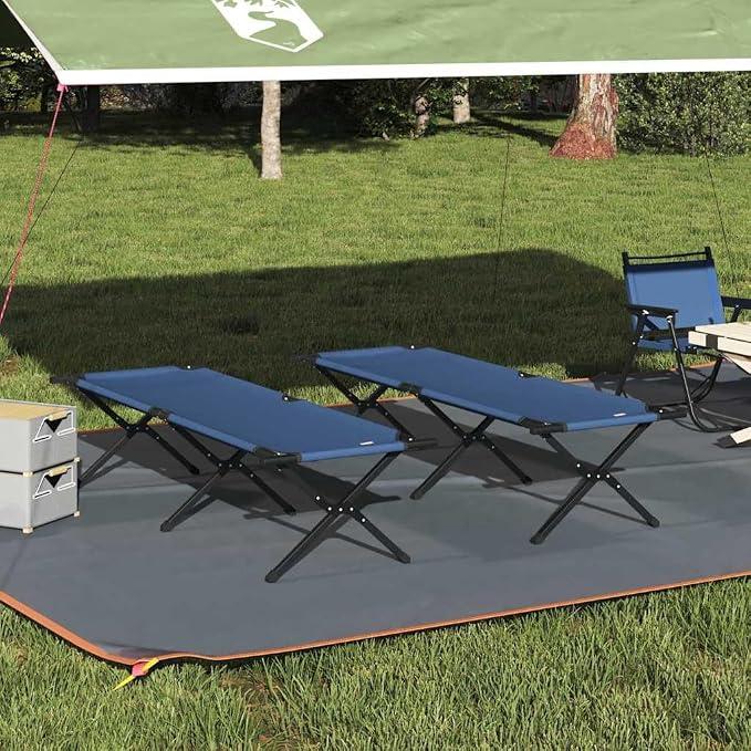 Klappbett Camping 2er Set Blau 193x69x45 cm, Faltbett Camping aus robustem Oxford-Gewebe mit stabilem Stahlrahmen, klappbares Schlafbett für Outdoor, einfaches Aufstellen ohne