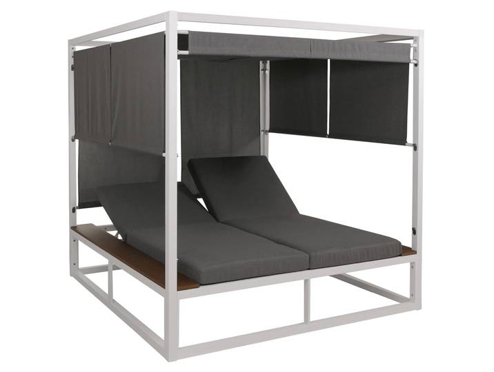 Aluminium Lounge-Gartenliege HWC-M63b, XL Sonnenliege Daybed, 10cm-Polster 200cm Dunkelgrau Polster dunkelgrau