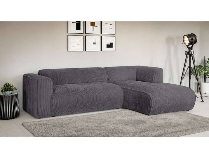 Ecksofa, Polyester, Dunkelgrau 257×161 cm, Aufwendig Gepolstert, Modern, Inosign