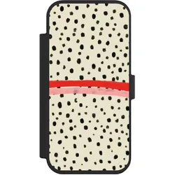 Nivocase Klapphülle für Apple iPhone Air Handyhülle aus Kunst Leder NIVOflip schwarz Kunst Punkte Streifen (Apple iPhone Air), Smartphone Hülle, Schwarz