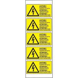 TE CONNECTIVITY Warn-Kombischild Bei ausgeschaltetem Hauptschalter unter Spannung Folie selbstklebend (B x H) 52 mm x 26 mm 5 St. 1768020-2
