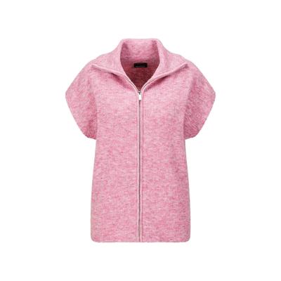 Kurzweste GOLDNER "Melierte Weste mit Reißverschluss", Damen, Gr. 52, rosa (rosé), Obermaterial: 76% Polyester PES. 15% Polyamid PA. 6% Schurwolle WV. 3% Elasthan EL., Modisch, Westen, Umlegekragen kann hochgeschlossen werden