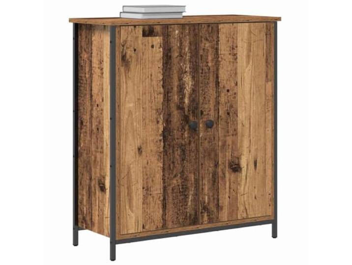 KTHLBRH Anrichte aus Altholz, 70 x 30 x 80 cm, mehrschichtiges Holz 2 Scharniertüren, Beine aus schwarzem Stahl, Griffe aus Stahl, Montage erforderlich