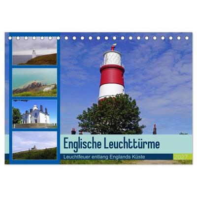 Englische Leuchttürme - Leuchtfeuer entlang Englands Küste (Tischkalender 2027 DIN A5 quer), CALVENDO Monatskalender