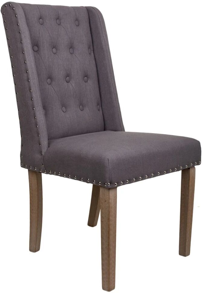 Wanderlust deco Chaise en bois tapissée gris 53x53x48/102h Gris 53x102x53cm