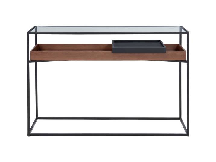 Konsole Portland schwarz Stah/MDF/Glas B 120 H 81 cm