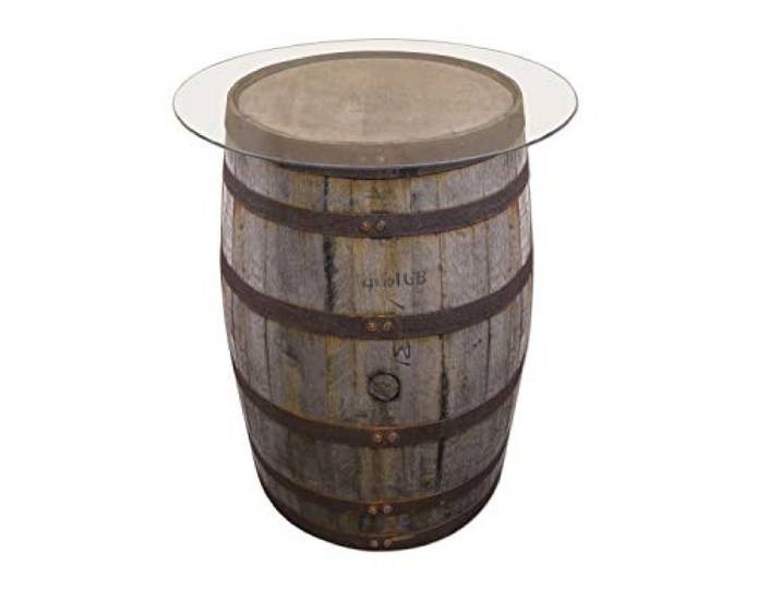 Temesso Originales schottisches Whiskyfass als Stehtisch mit Glasplatte, Eichenfass, Holzfass, Whisky Fass, Schnapsfass - Höhe Circa 90 cm (Naturbelassen)