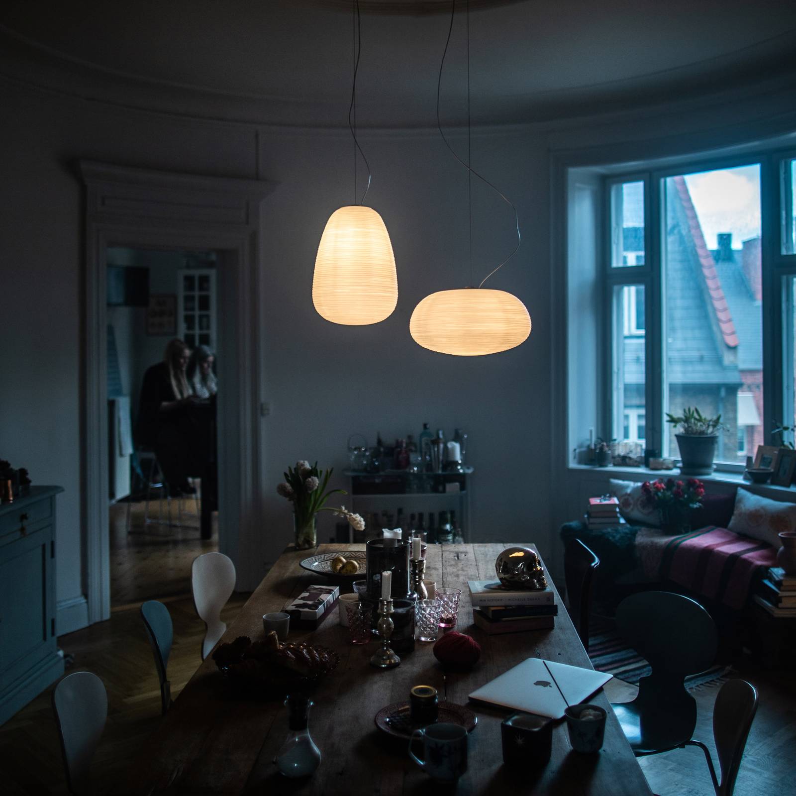 Foscarini Designer Pendant Light Rituals 2, dimmable, White / opal, Living / Dining Room, Glass, Design, Ceiling Light
