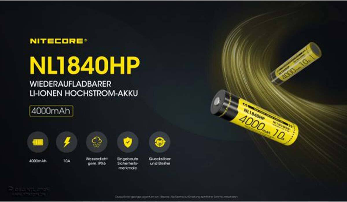 Nitecore Lithium-ion batterij 18650, 4000mAh, Hoge prestaties